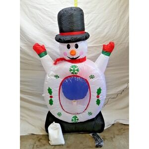 4 Foot Tall Christmas Inflatable Snowman Snowflake Snow Globe Blowup Decoration